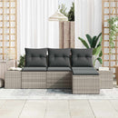 Havesofa Sæt med pude 4 pcs Lysegrå polyrattan