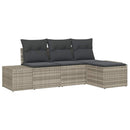 Havesofa Sæt med pude 4 pcs Lysegrå polyrattan