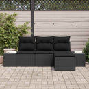 Havesofa Sæt med pude 4 pcs Sort polyrattan