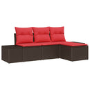 Sofa Sæt med pude 4 pcs Brun Poly Rattan