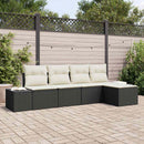 Havesofa Sæt med pude 5 pcs Sort polyrattan