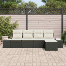 Havesofa Sæt med pude 5 pcs Sort polyrattan