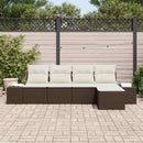 Havesofa Sæt med pude 5 pcs Brun polyrattan