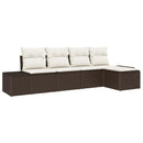 Havesofa Sæt med pude 5 pcs Brun polyrattan