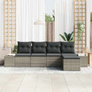 Havesofa Sæt med pude 5 pcs Grå polyrattan