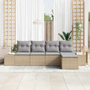 Havesofa Sæt med pude 5 pcs Beige polyrattan