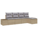 Havesofa Sæt med pude 5 pcs Beige polyrattan