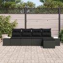Havesofa Sæt med pude 5 pcs Sort polyrattan