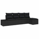 Havesofa Sæt med pude 5 pcs Sort polyrattan