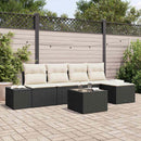 Havesofa Sæt med pude 6 pcs Sort polyrattan