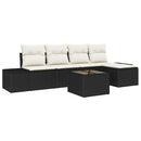 Havesofa Sæt med pude 6 pcs Sort polyrattan