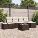 Havesofa Sæt med pude 6 pcs Brun polyrattan