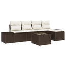 Havesofa Sæt med pude 6 pcs Brun polyrattan