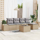 Havesofa Sæt med pude 6 pcs Beige polyrattan