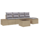 Havesofa Sæt med pude 6 pcs Beige polyrattan