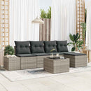 Havesofa Sæt med pude 6 pcs Lysegrå polyrattan