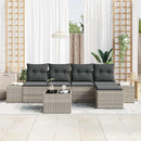 Havesofa Sæt med pude 6 pcs Lysegrå polyrattan