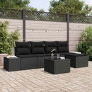 Havesofa Sæt med pude 6 pcs Sort polyrattan