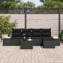 Havesofa Sæt med pude 6 pcs Sort polyrattan