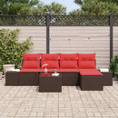 Havesofa Sæt med pude 6 pcs Brun polyrattan