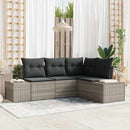 Havesofa Sæt 4 pcs Lysegrå polyrattan