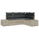 Havesofa Sæt 4 pcs Lysegrå polyrattan