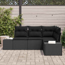 Havesofa Sæt 4 pcs Sort polyrattan