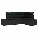Havesofa Sæt 4 pcs Sort polyrattan