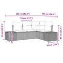 Havesofa Sæt med pude 4 pcs Brun polyrattan