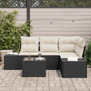 Havesofa Sæt 5 stk. Sort polyrattan