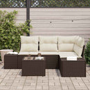 Havesofa Sæt 5 pcs Brun polyrattan