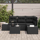 Havesofa Sæt 5 pcs Sort polyrattan