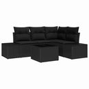 Havesofa Sæt 5 pcs Sort polyrattan