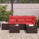 Havesofa Sæt med pude 5 pcs Brun polyrattan