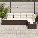 Havesofa Sæt 5 pcs Brun polyrattan