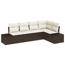 Havesofa Sæt 5 pcs Brun polyrattan