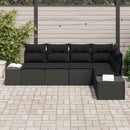 Havesofa Sæt 5 pcs Sort polyrattan
