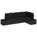 Havesofa Sæt 5 pcs Sort polyrattan