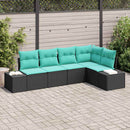 Havesofa Sæt 5 stk. Sort polyrattan