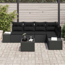 Havesofa Sæt 6 pcs Sort polyrattan