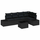 Havesofa Sæt 6 pcs Sort polyrattan