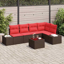 Havesofa Sæt med pude 6 pcs Brun polyrattan