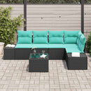Havesofa Sæt 6 stk. Sort polyrattan