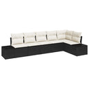 Havesofa Sæt med pude 6 pcs Sort og Cream polyrattan