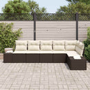 Havesofa Sæt med pude 6 pcs Brun og Creme polyrattan