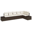 Havesofa Sæt med pude 6 pcs Brun og Creme polyrattan