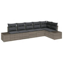 Havesofa Sæt med pude 6 pcs Grå polyrattan