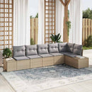 Havesofa Sæt med pude 6 pcs Beige og grå polyrattan