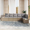 Havesofa Sæt med pude 6 pcs Beige og grå polyrattan