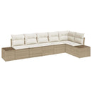 Havesofa Sæt med pude 6 pcs Beige og creme polyrattan